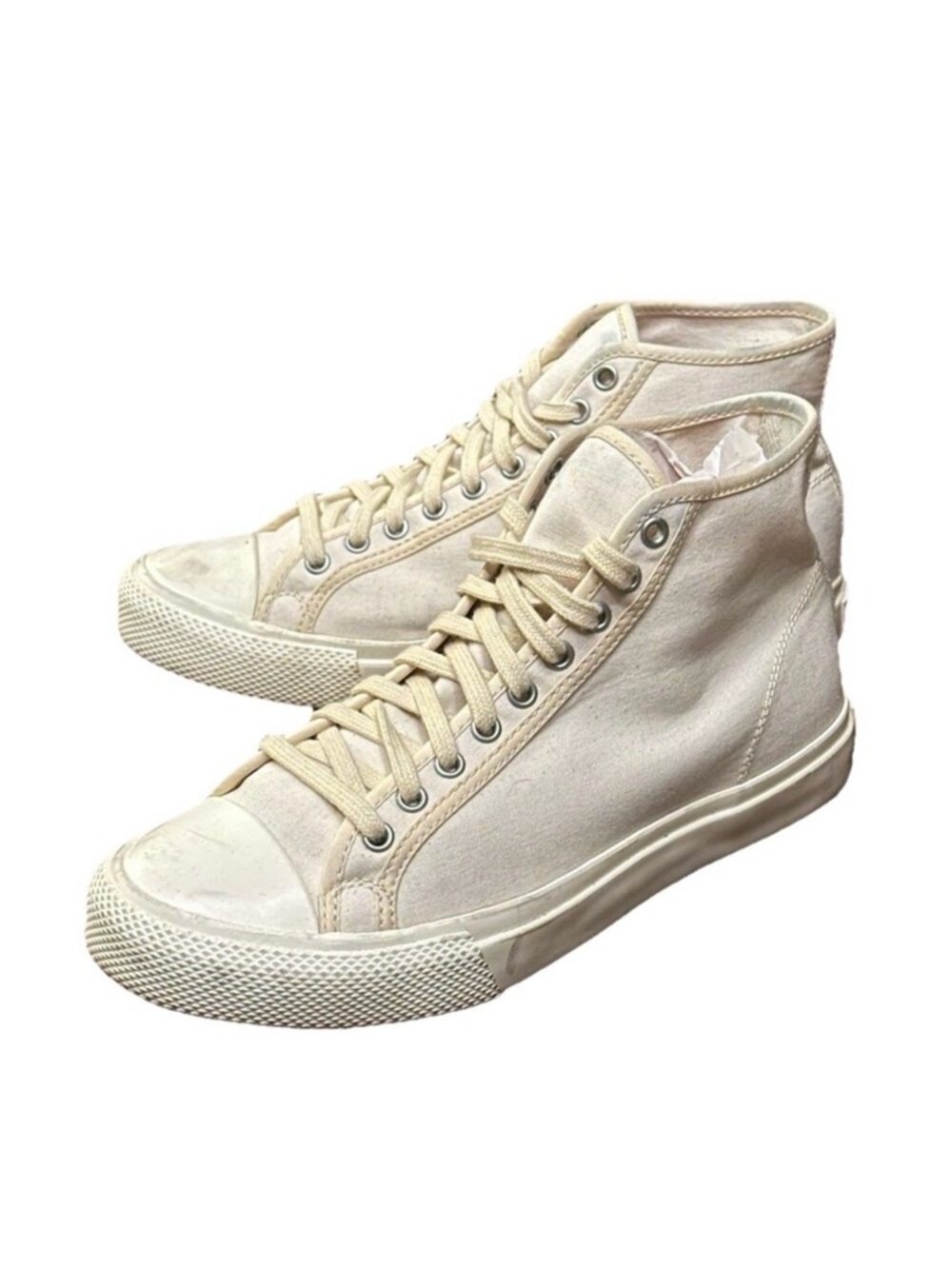 Ralph Lauren RRL Double RL Mens Size 6.5 Canvas High Sneakers Beige Casual Shoes